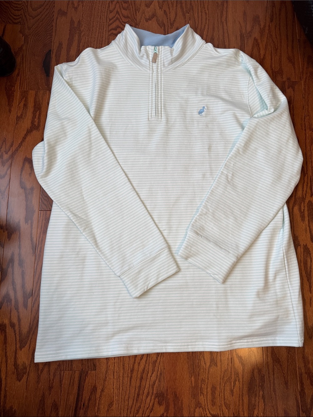 The Beaufort Bonnet Company Light Blue & White Striped Quarter-Zip Sweater